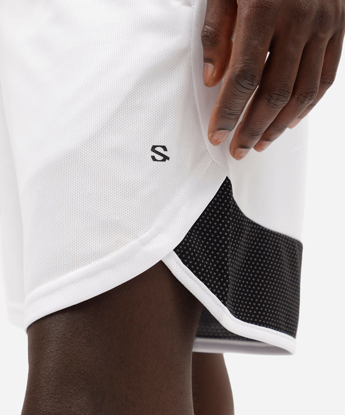 short masculino esportivo texturizado com recorte - branco