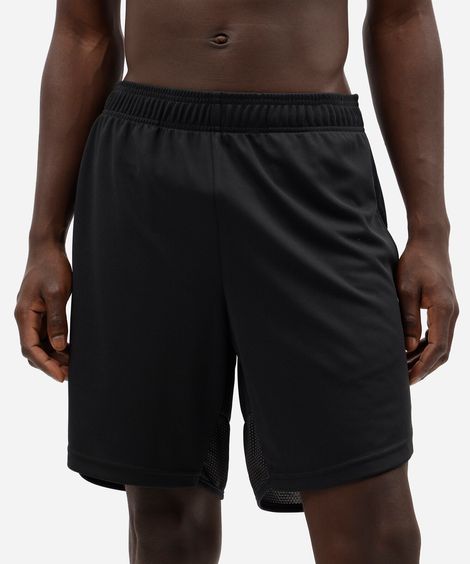 short masculino esportivo texturizado com recorte - preto