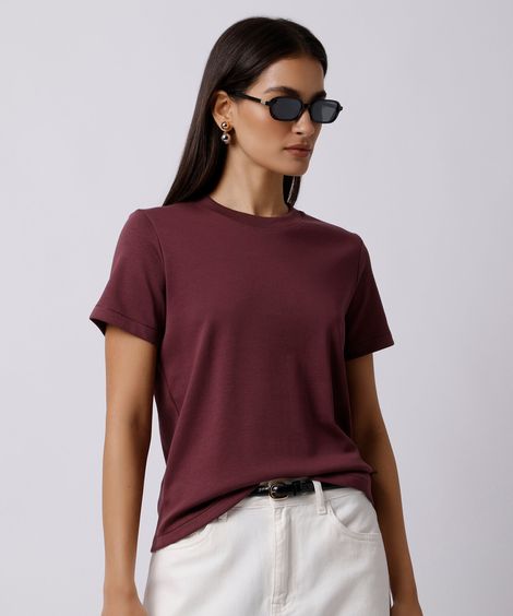 camiseta feminina de algodão slim mindset roxa