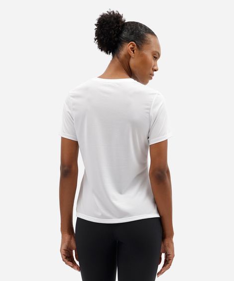 camiseta esportiva feminina manga curta com refletivo branca
