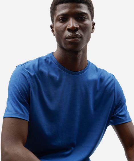 camiseta masculina básica esportiva manga curta azul