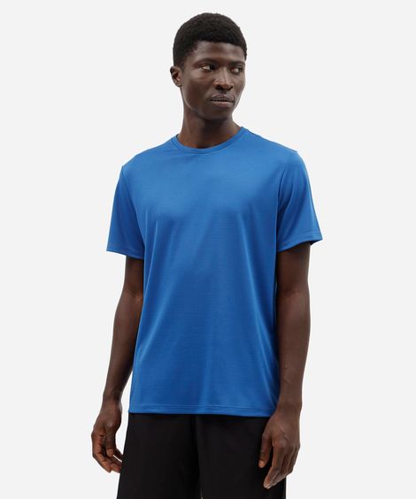 camiseta masculina básica esportiva manga curta azul