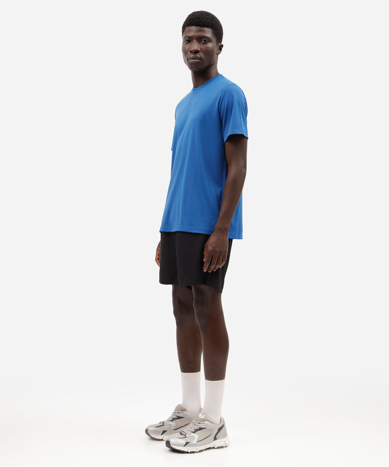 camiseta masculina básica esportiva manga curta azul