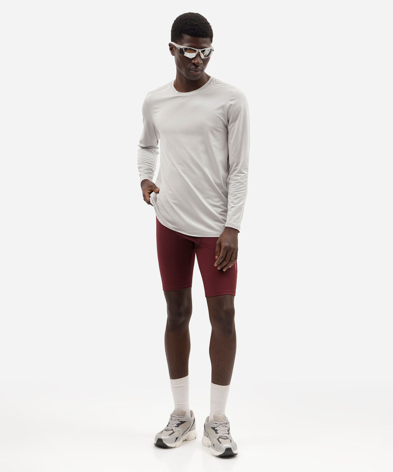 bermuda masculina esportiva de compressão vinho