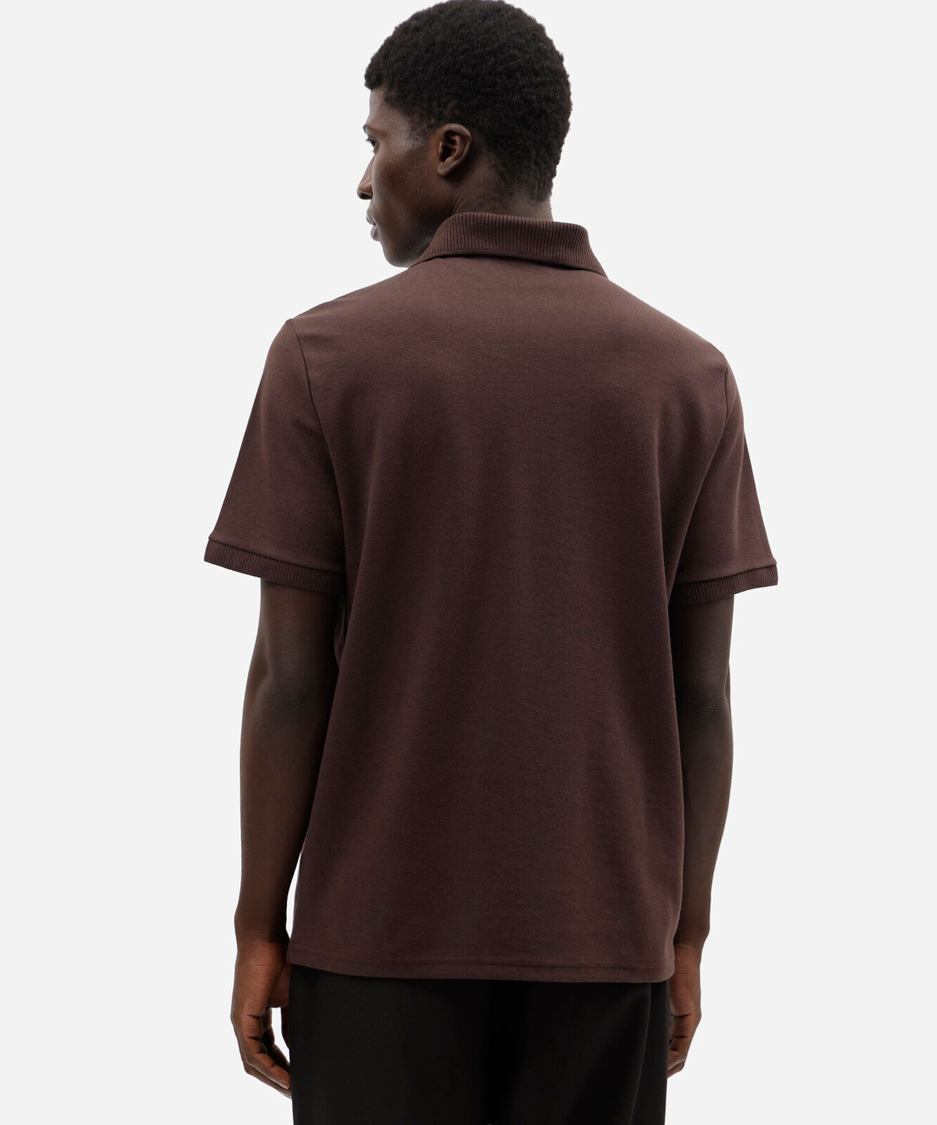 polo masculina com algodão e zíper manga curta marrom