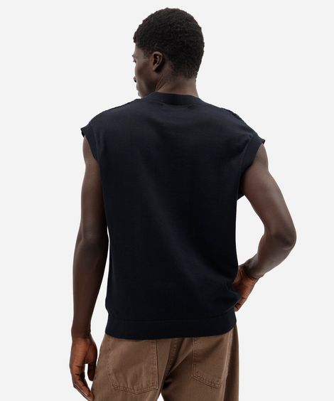colete oversized masculino de tricot texturizado azul