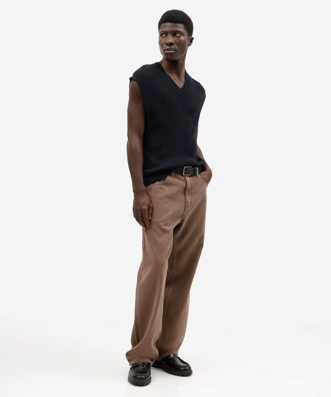 colete oversized masculino de tricot texturizado azul