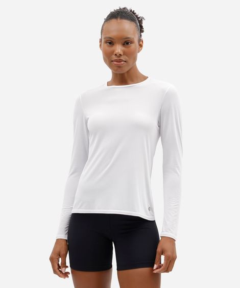 blusa feminina esportiva de poliamida manga longa branca