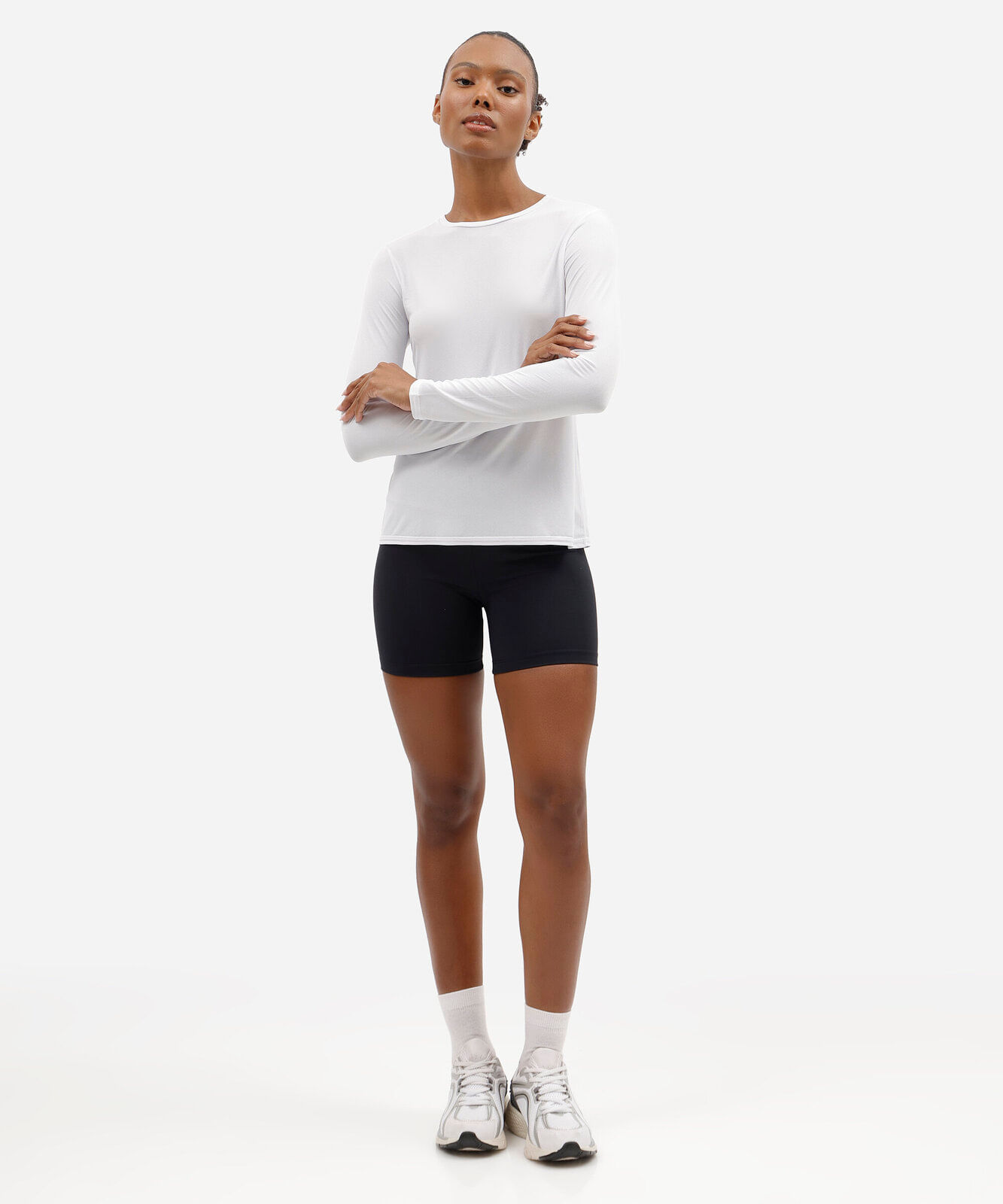 blusa feminina esportiva de poliamida manga longa branca