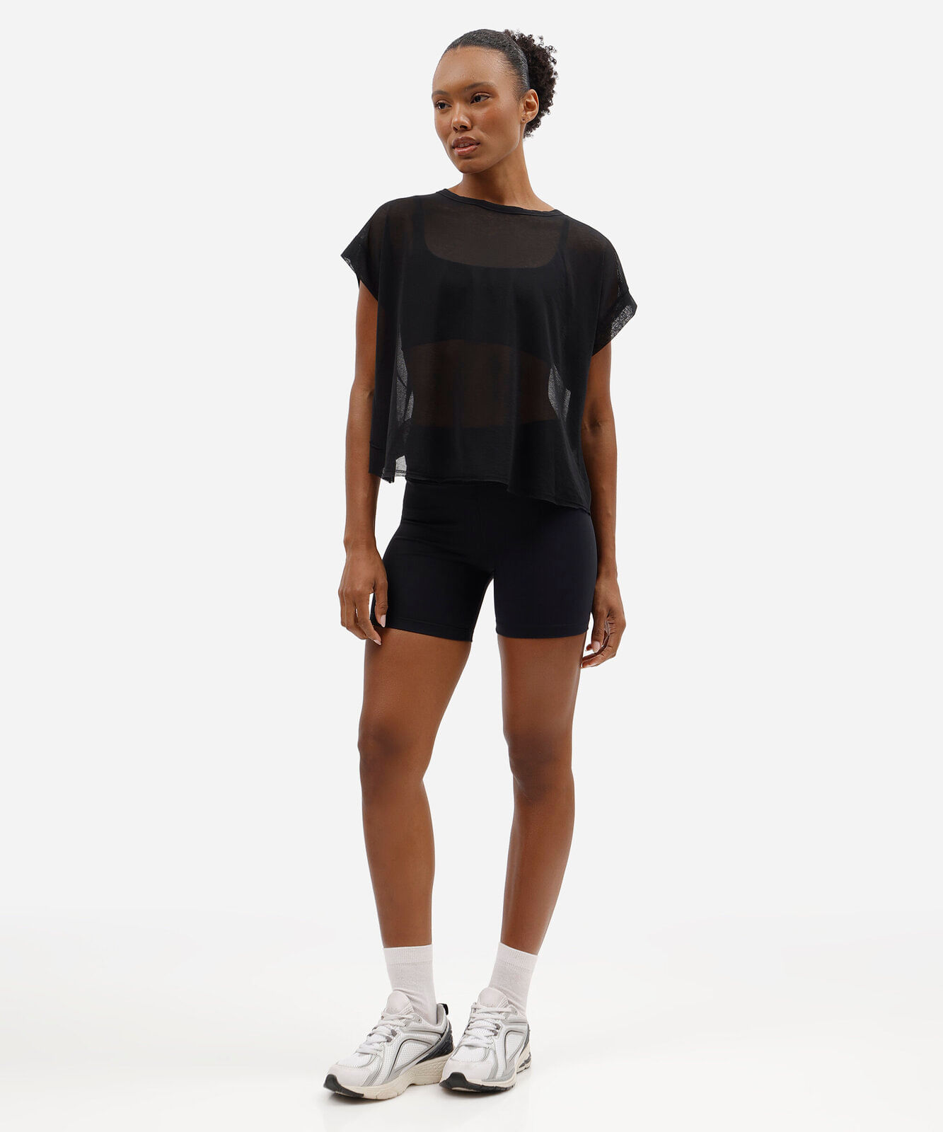 blusa feminina esportiva com recorte preta