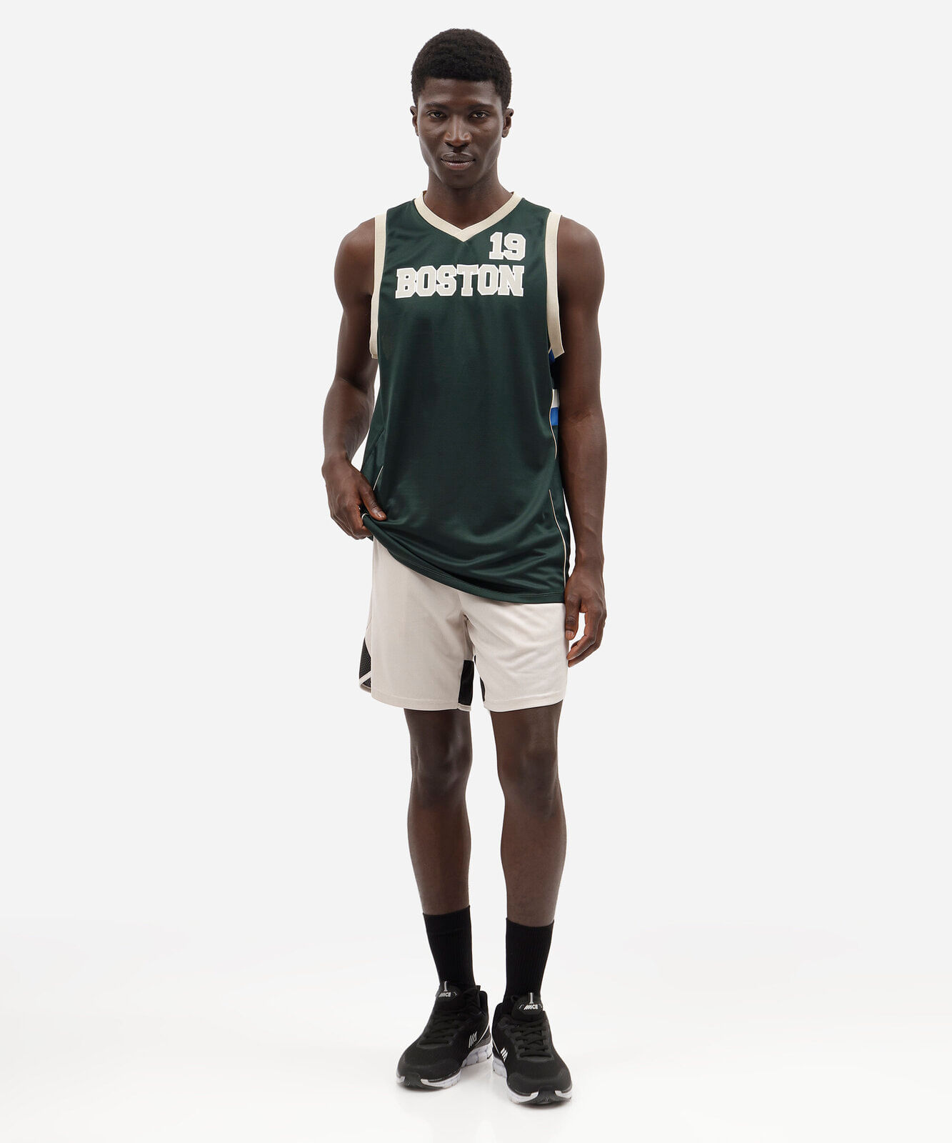 regata esportiva masculina gola v estampada verde