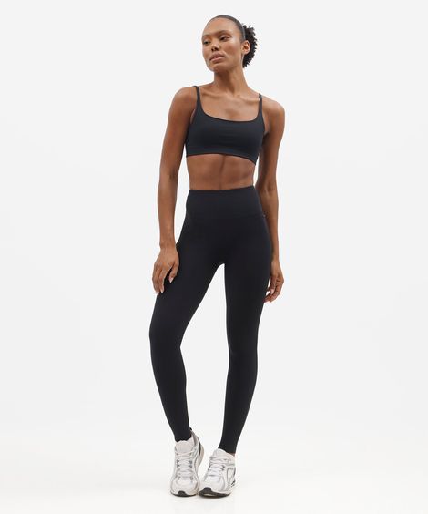 calça legging feminina esportiva canelada preta