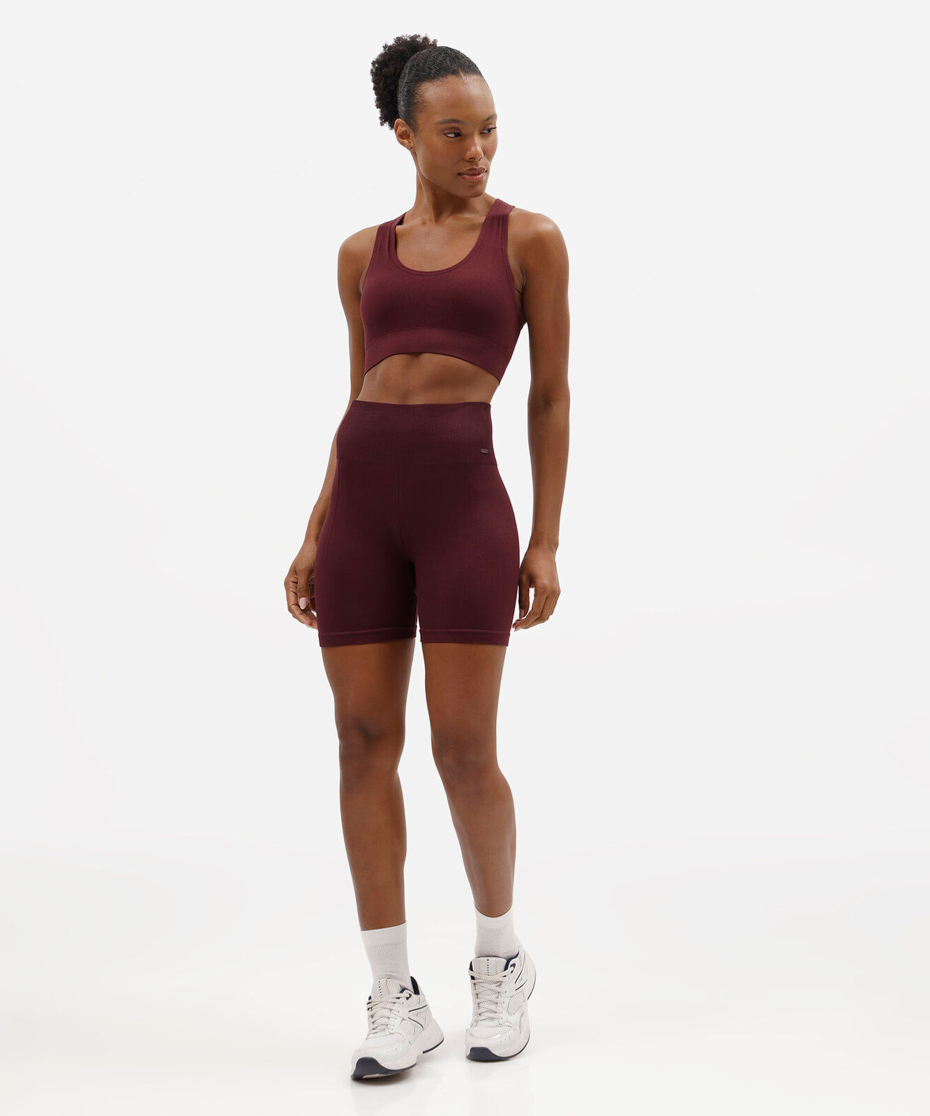 top nadador feminino esportivo canelado com bojo removível vinho