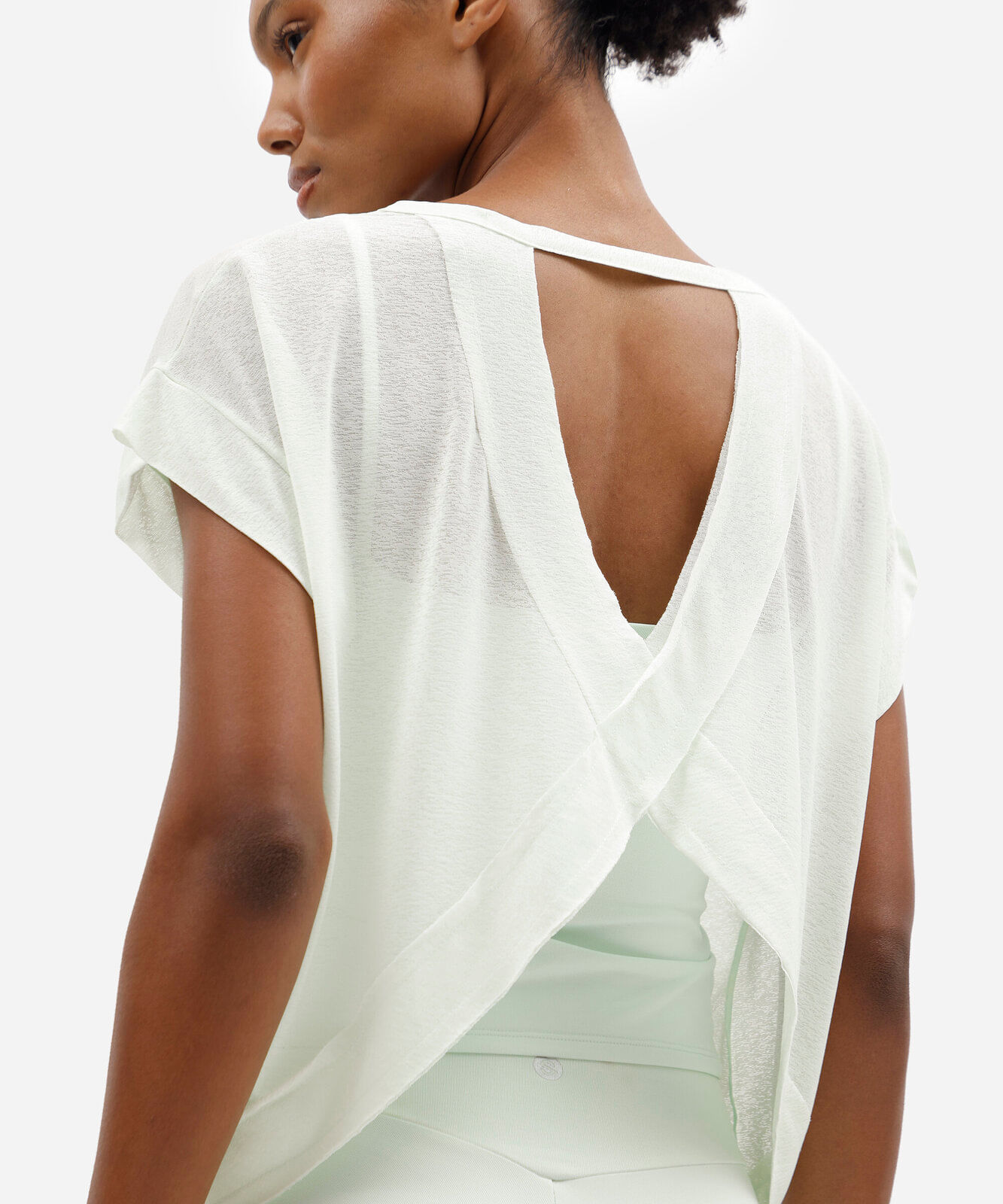 blusa feminina esportiva com recorte verde