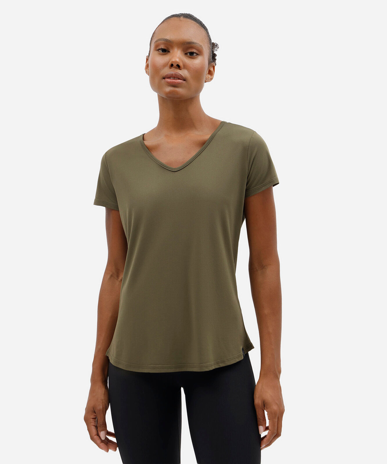 camiseta feminina esportiva decote v verde