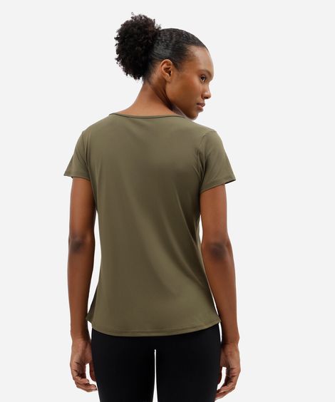 camiseta feminina esportiva decote v verde