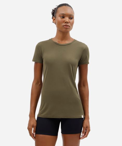 camiseta esportiva feminina de poliamida manga curta verde
