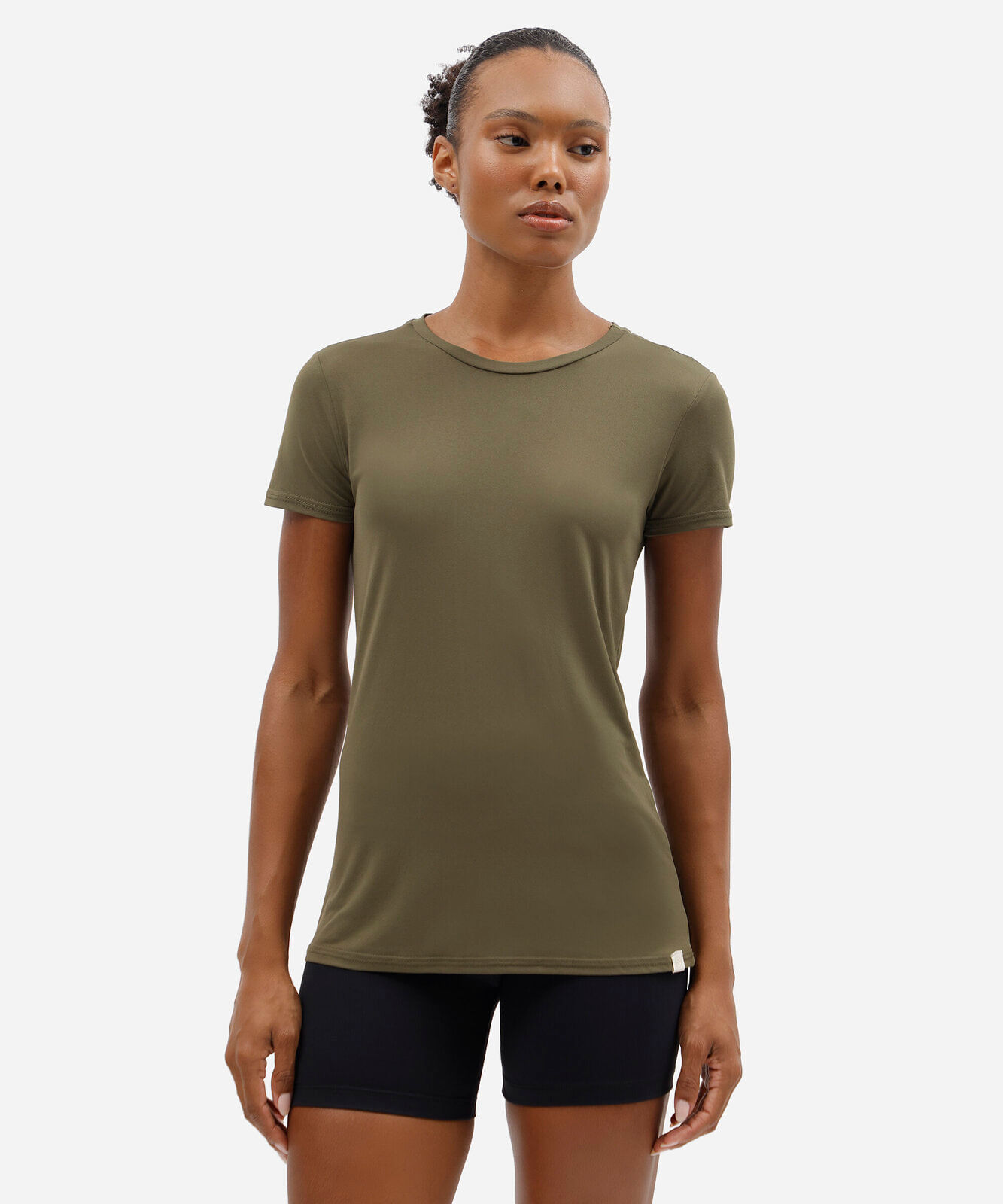 camiseta esportiva feminina de poliamida manga curta verde