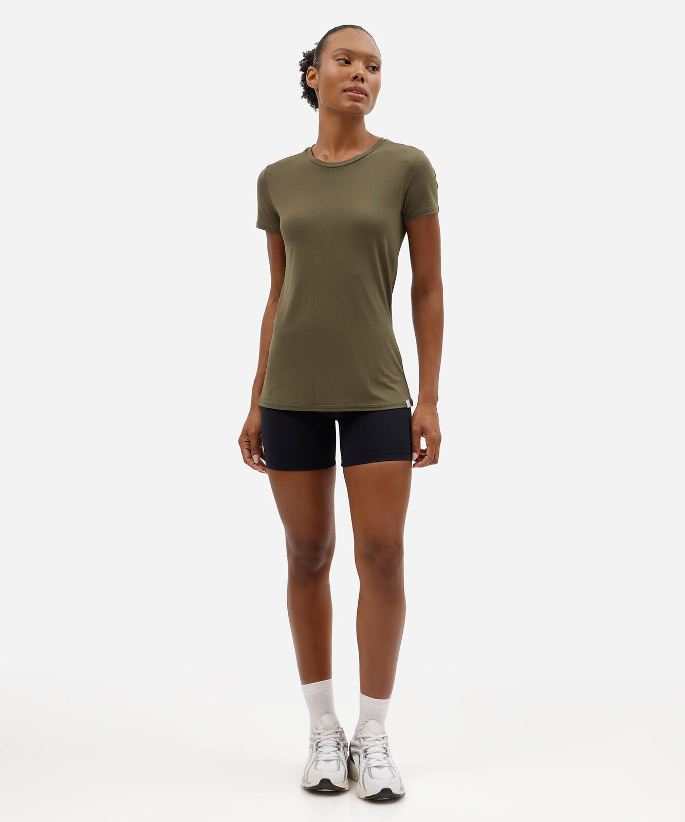 camiseta esportiva feminina de poliamida manga curta verde