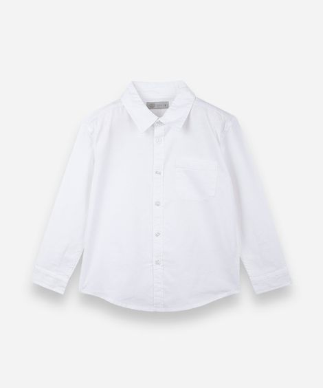 camisa infantil de algodão manga longa off white