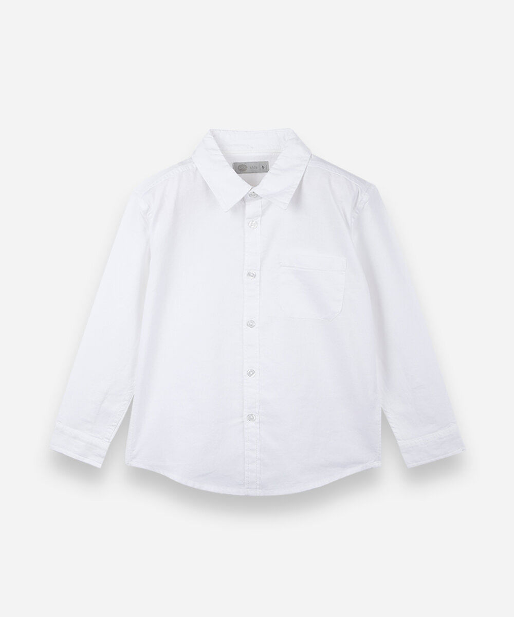 camisa infantil de algodão manga longa off white