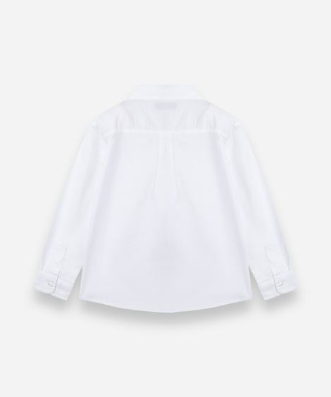 camisa infantil de algodão manga longa off white