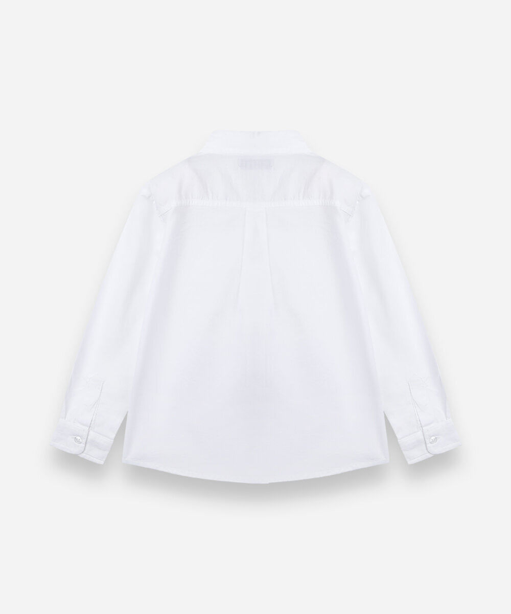camisa infantil de algodão manga longa off white