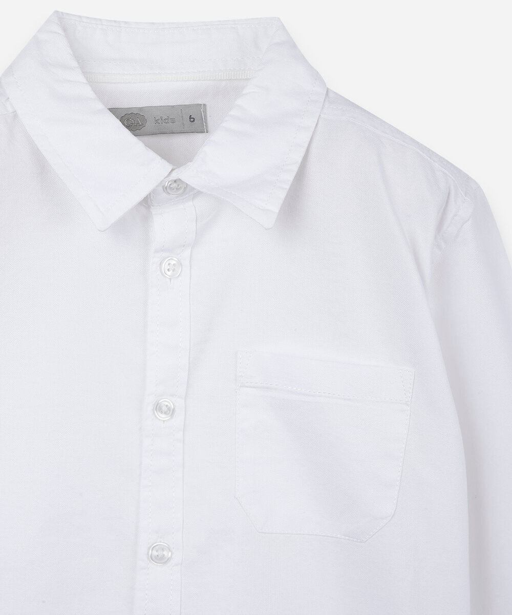 camisa infantil de algodão manga longa off white