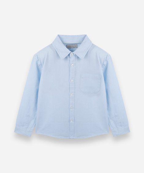 camisa infantil de algodão manga longa azul