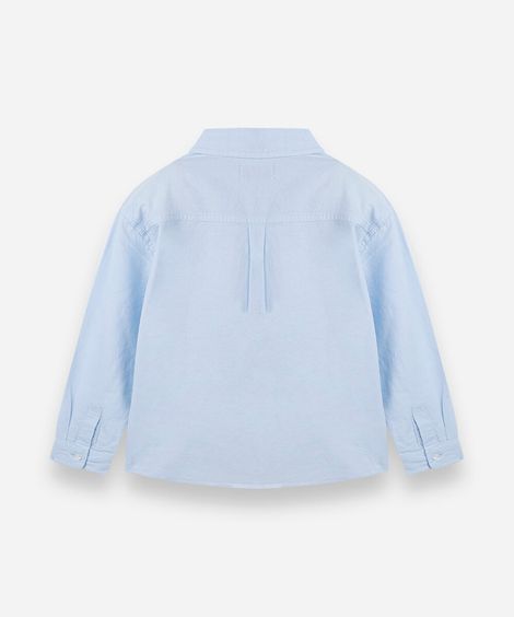 camisa infantil de algodão manga longa azul