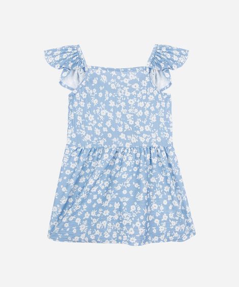 bata infantil com babado texturizada floral colorido