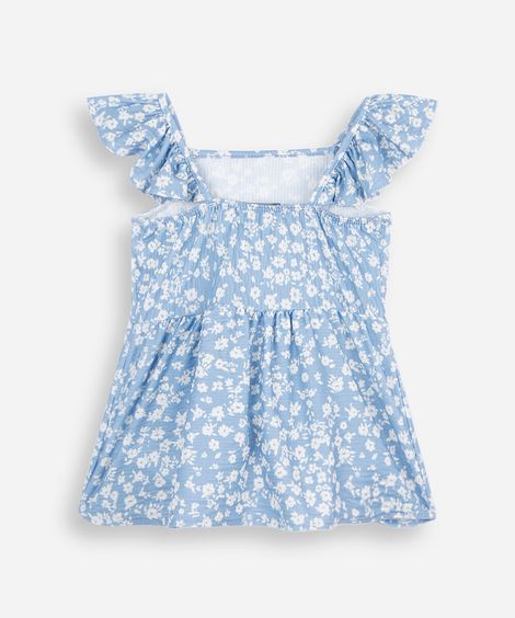 bata infantil com babado texturizada floral colorido