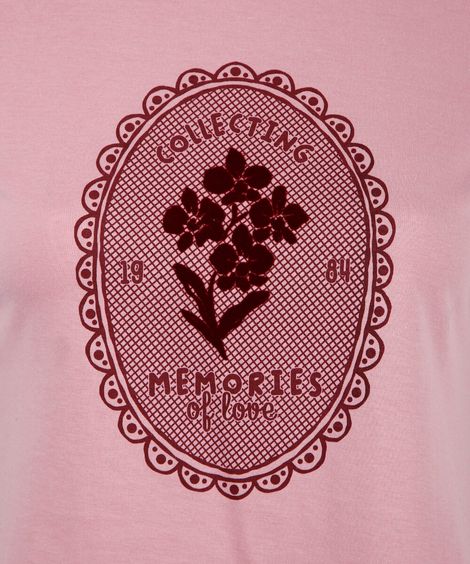 camiseta básica feminina de algodão manga curta estampada rosa
