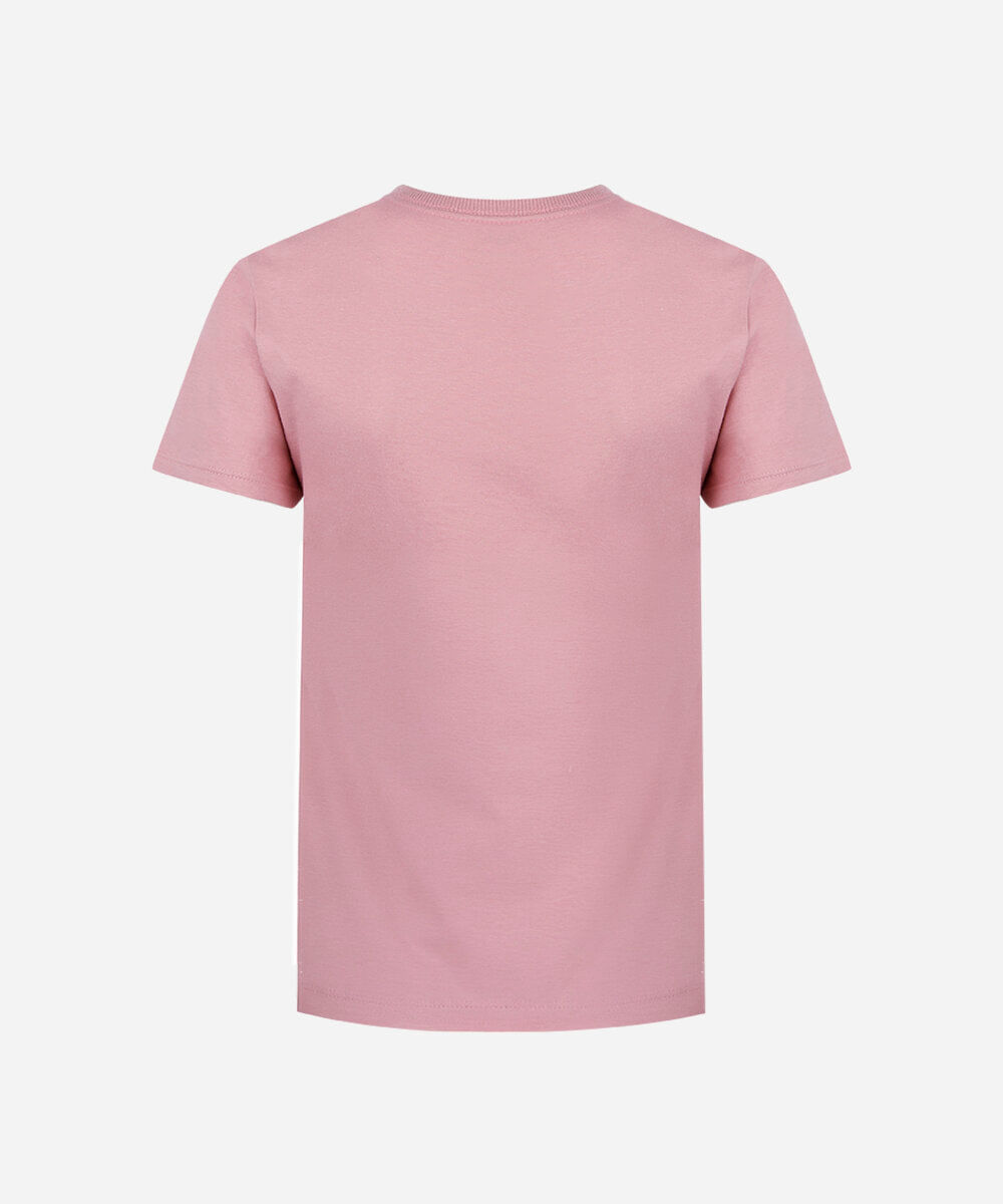 camiseta básica feminina de algodão manga curta estampada rosa