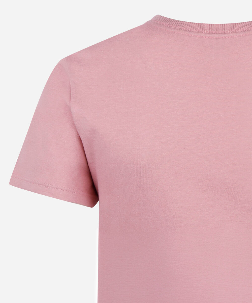camiseta básica feminina de algodão manga curta estampada rosa