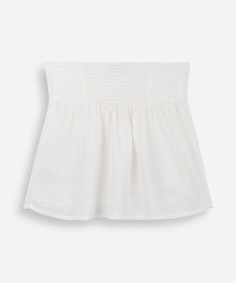 blusa sem alça juvenil de algodão franzida off white