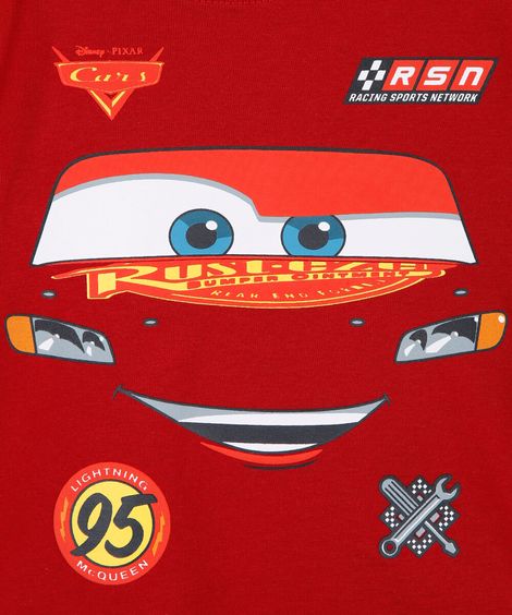 pijama curto infantil de algodão carros vermelho