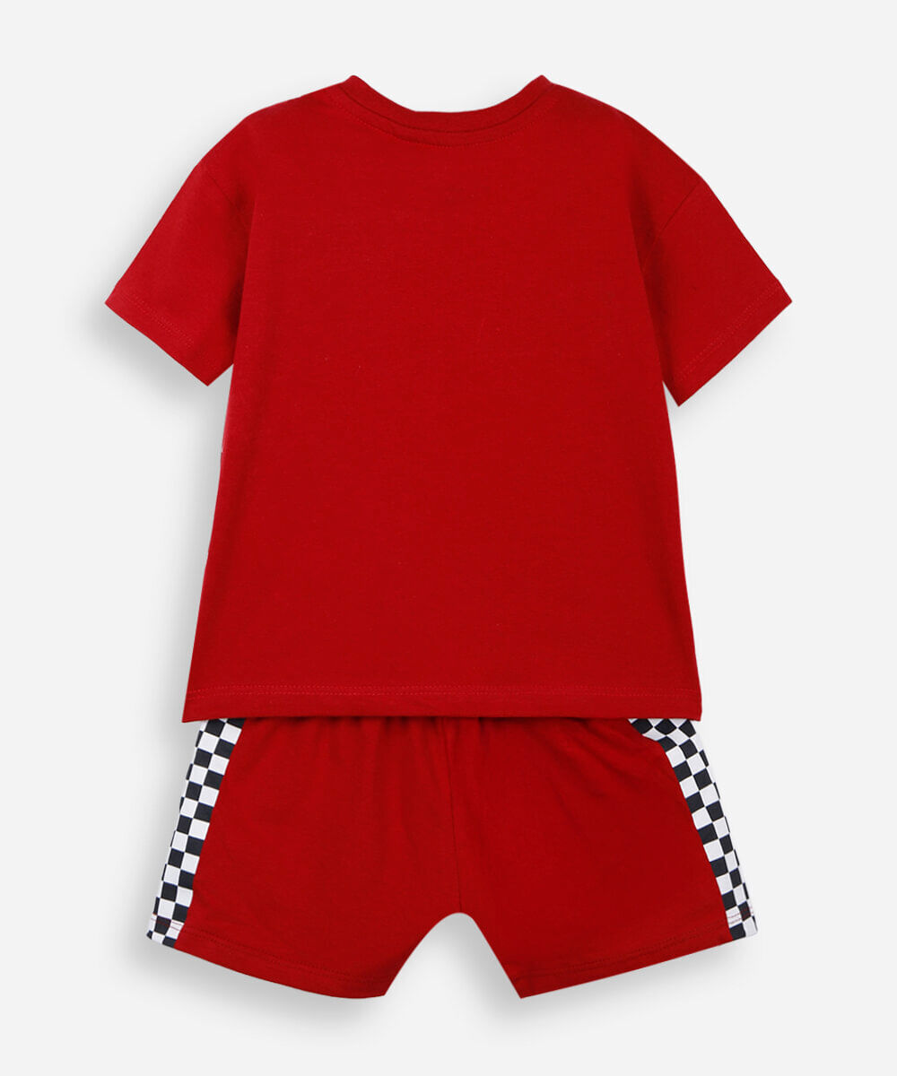 pijama curto infantil de algodão carros vermelho