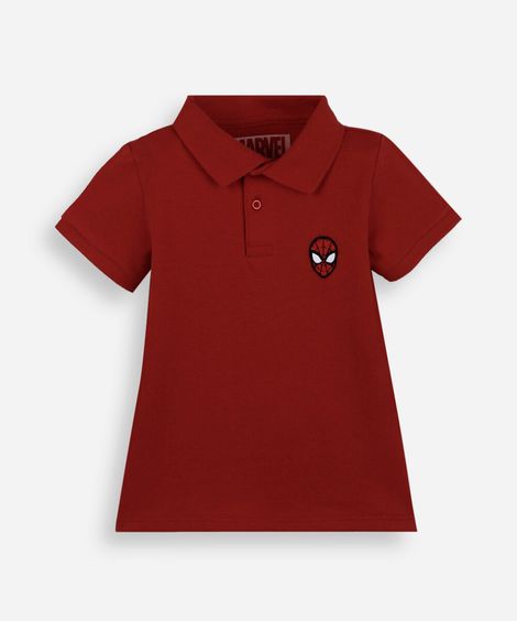 polo infantil de algodão bordado homem aranha vinho
