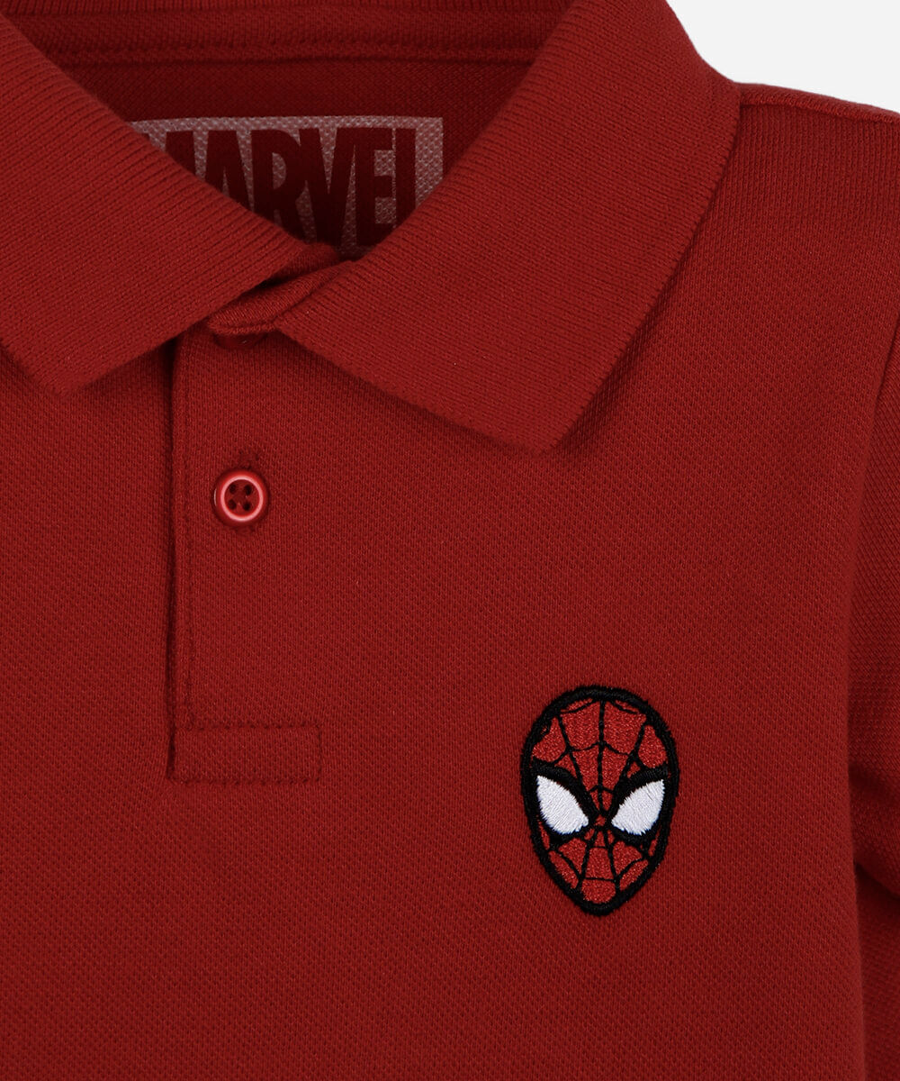 polo infantil de algodão bordado homem aranha vinho