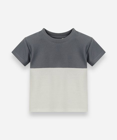 camiseta infantil texturizada bicolor azul
