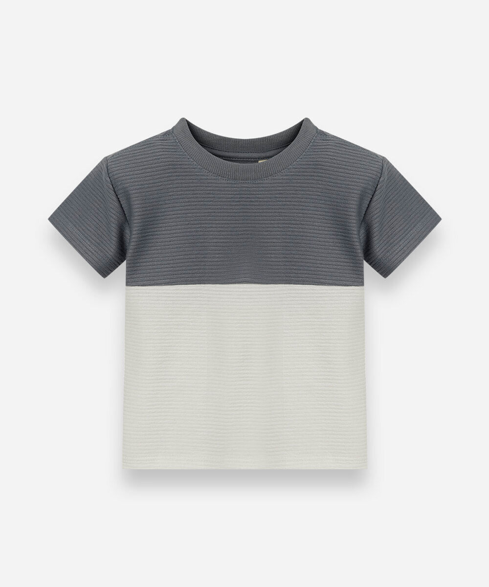 camiseta infantil texturizada bicolor azul