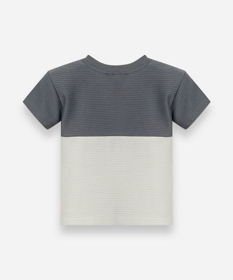 camiseta infantil texturizada bicolor azul
