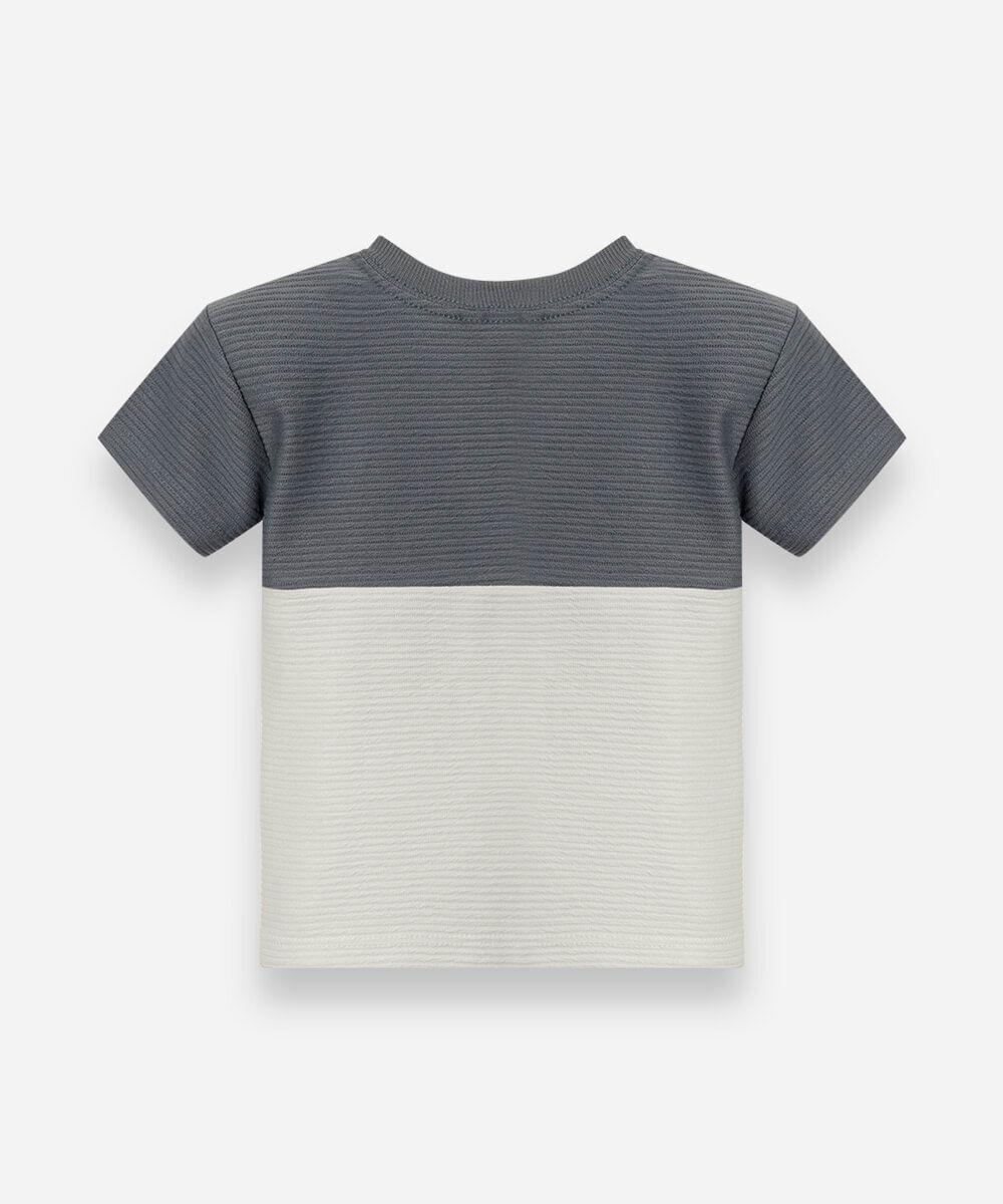 camiseta infantil texturizada bicolor azul