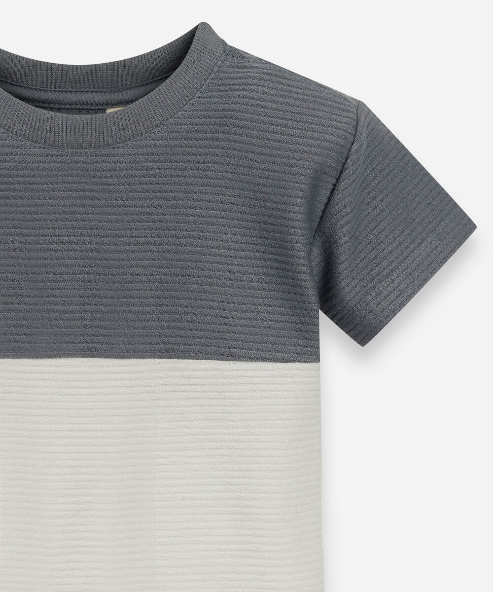 camiseta infantil texturizada bicolor azul