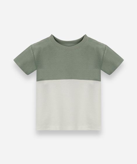 camiseta infantil texturizada bicolor verde