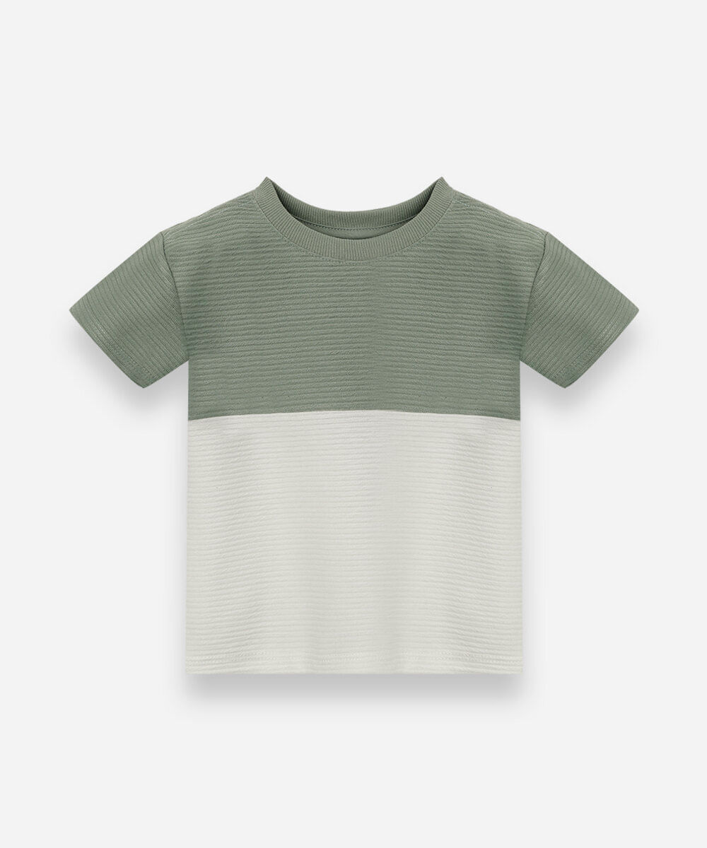 camiseta infantil texturizada bicolor verde