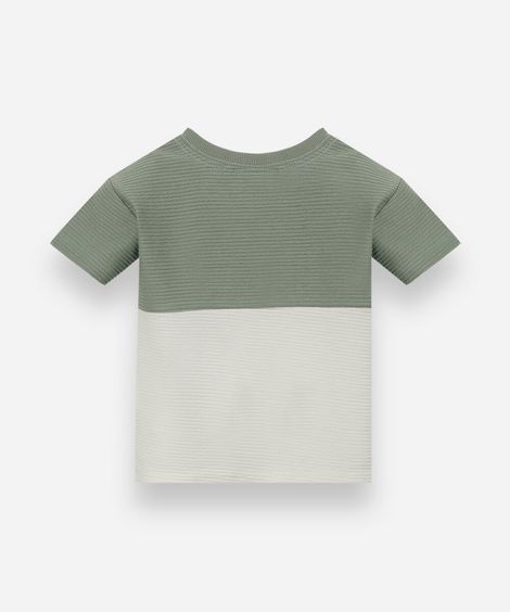 camiseta infantil texturizada bicolor verde