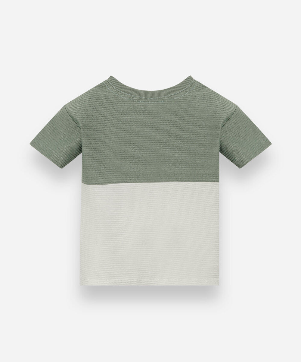 camiseta infantil texturizada bicolor verde