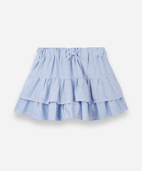 short saia infantil com babado azul